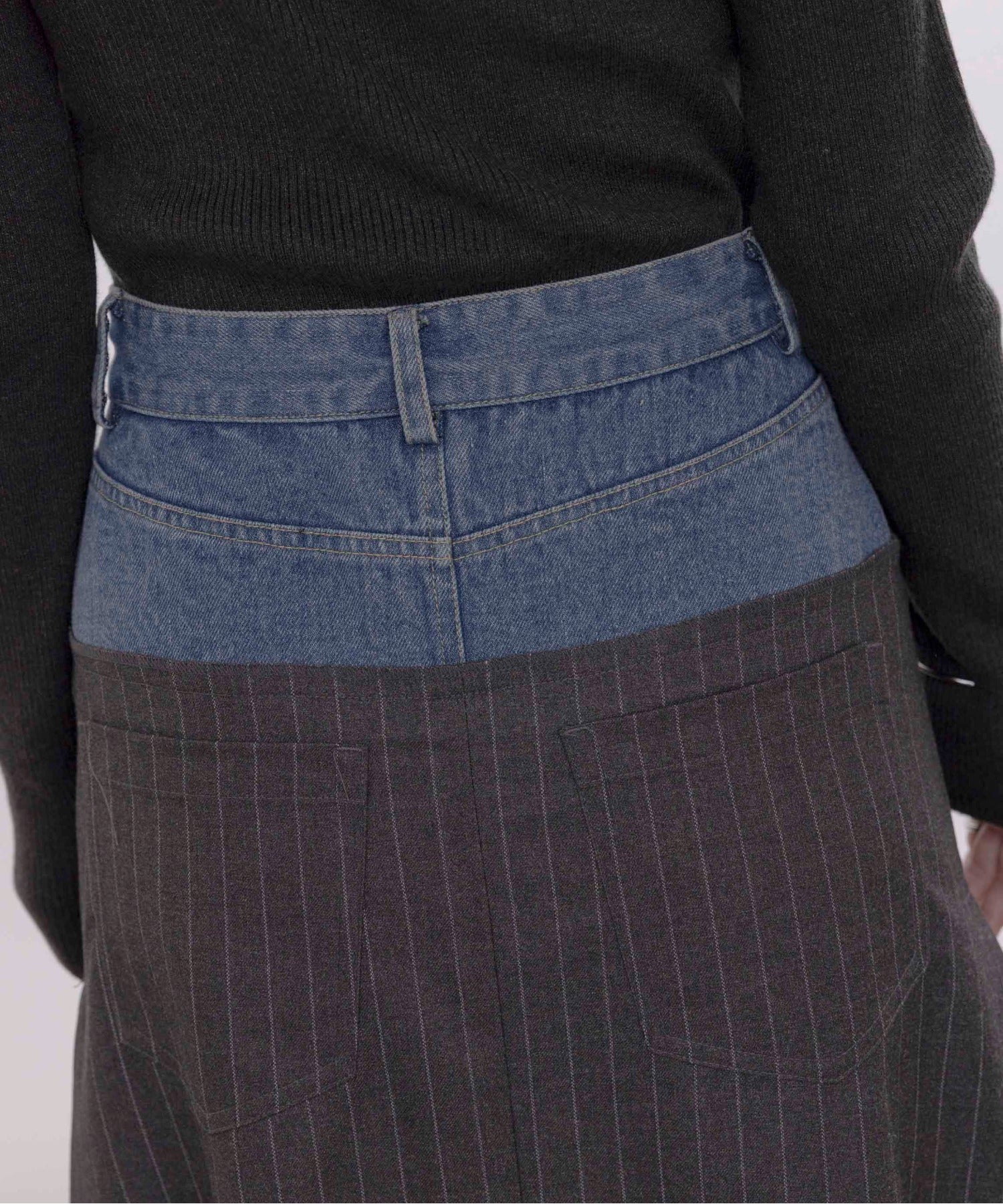 Japan Brand - Denim X Pinstriped Maxi Skirt