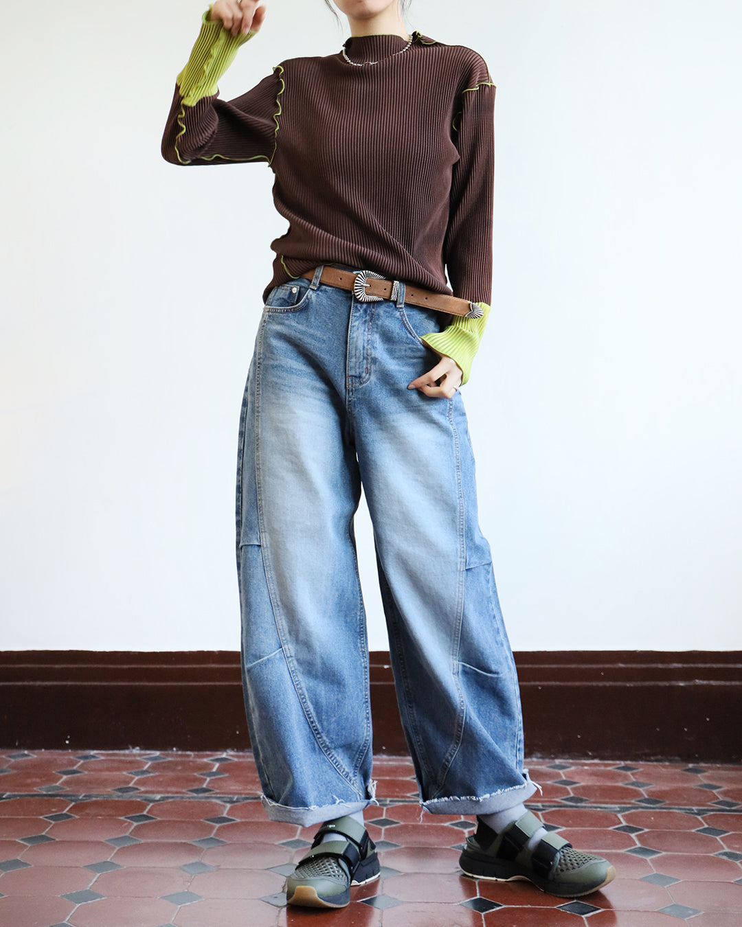 Western Buckles Suede Belt (2 color)