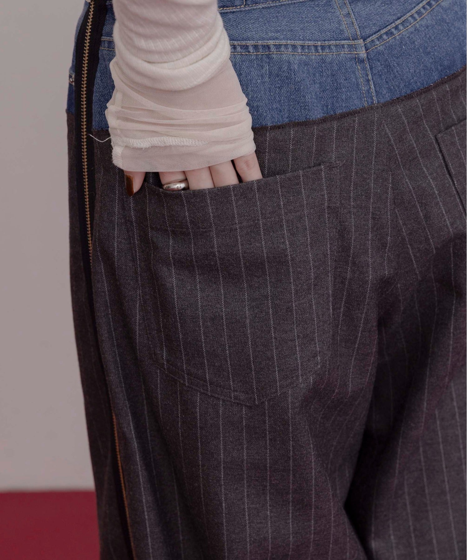 Japan Brand - Denim X Pinstriped Pants