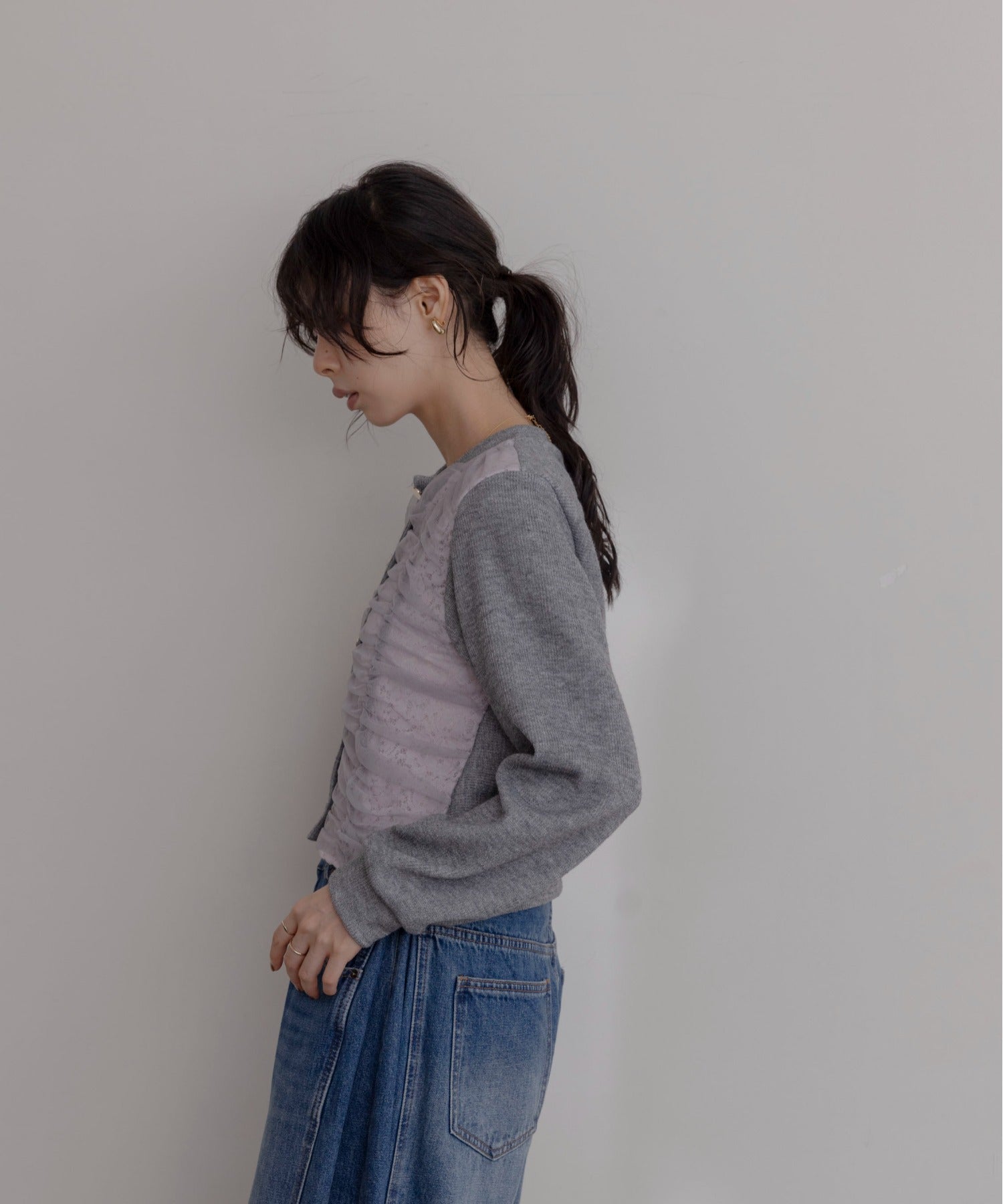 Japan Brand - Mesh Ruched Cardigan