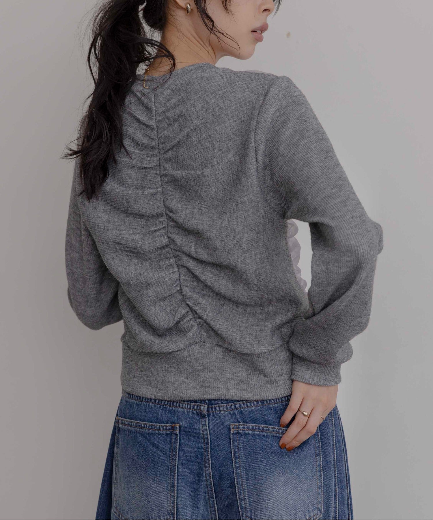 Japan Brand - Mesh Ruched Cardigan