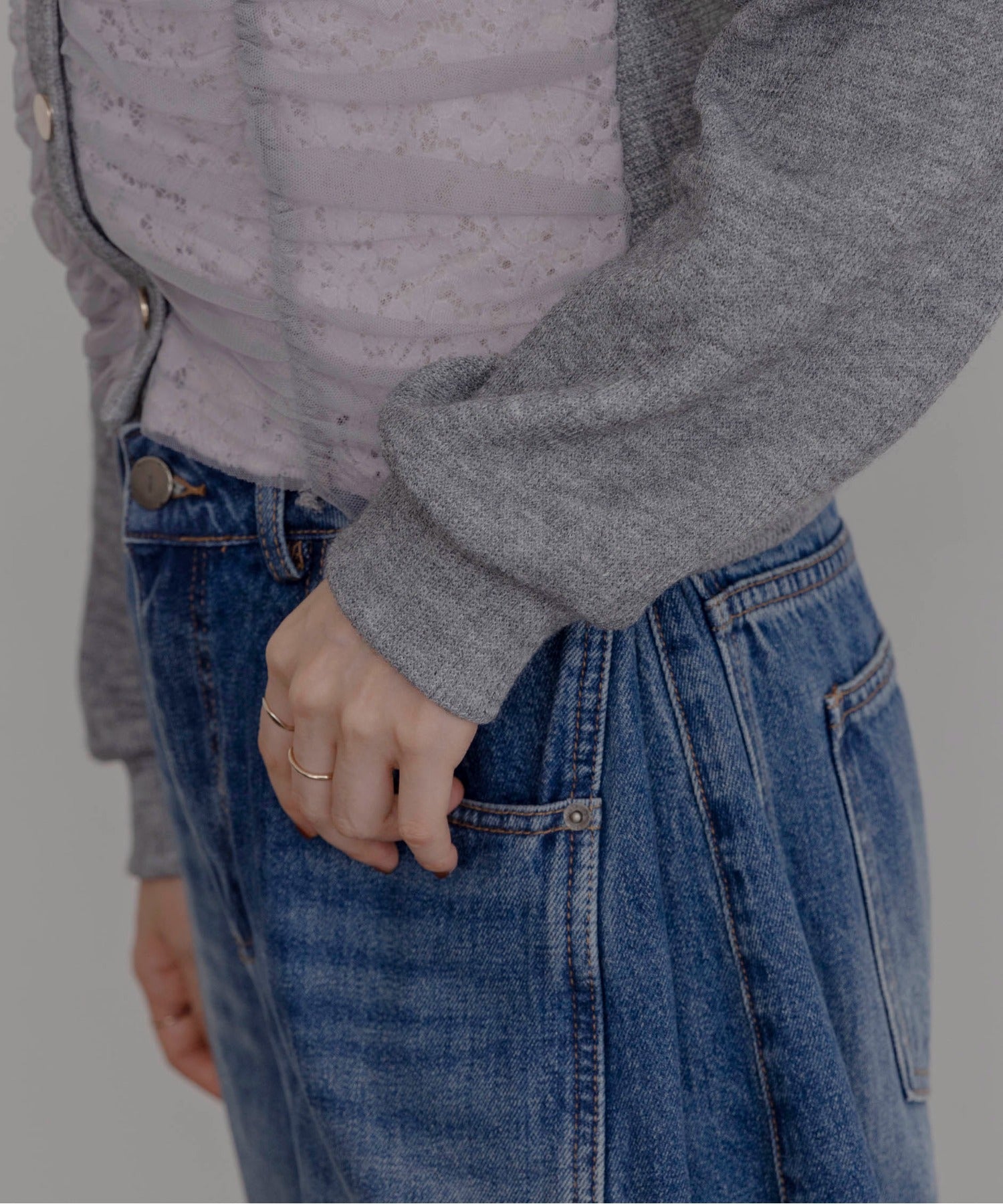 Japan Brand - Mesh Ruched Cardigan