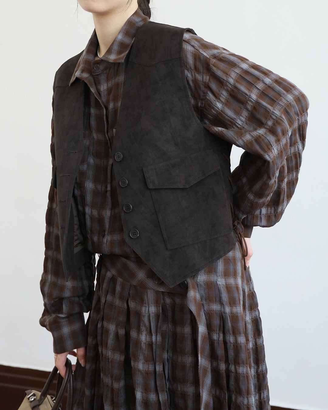 Washed Faux Leather Vest