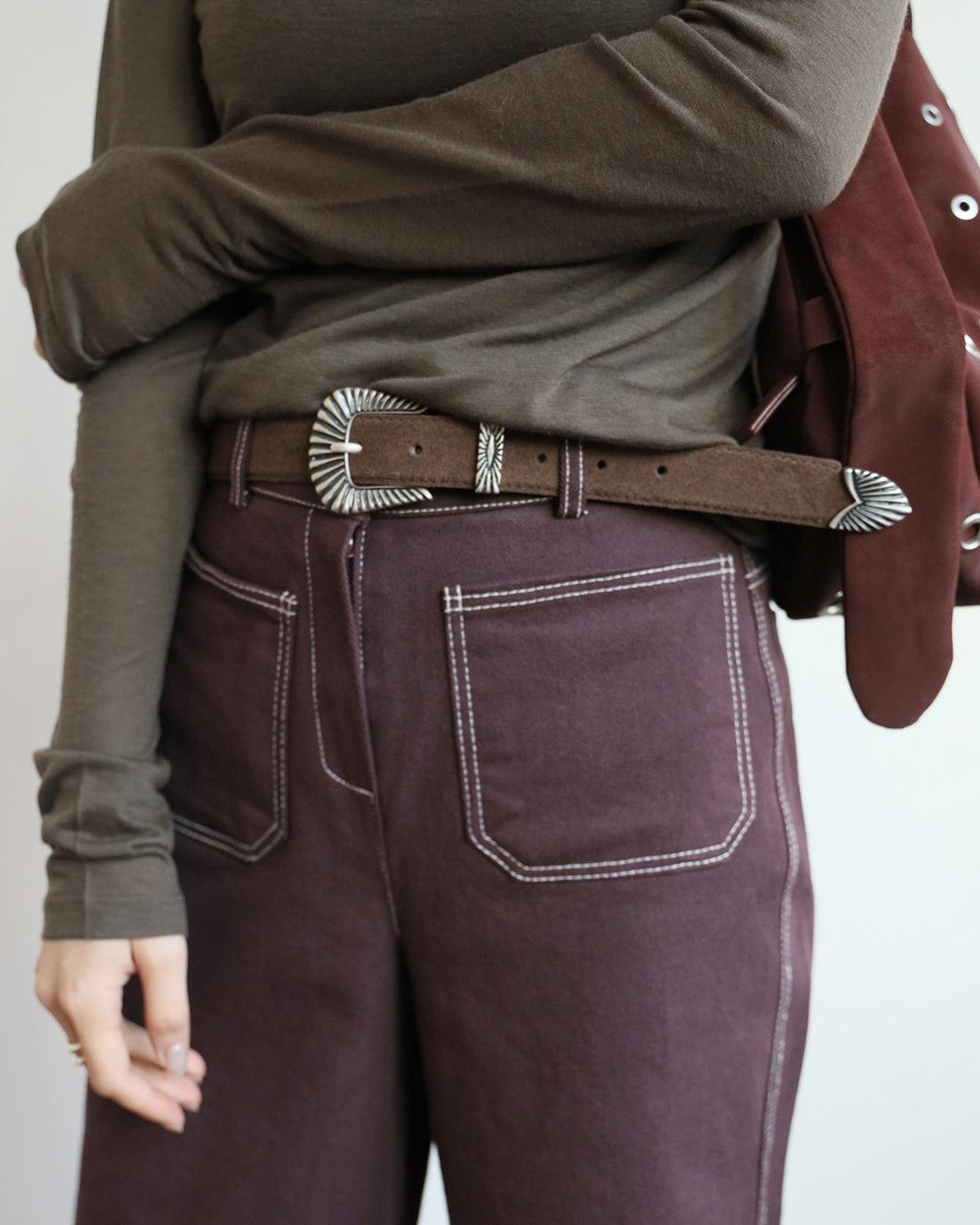 Western Buckles Suede Belt (2 color)