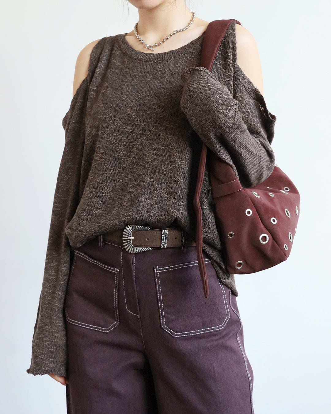 Faux Suede Eyelet Bag (3 color)