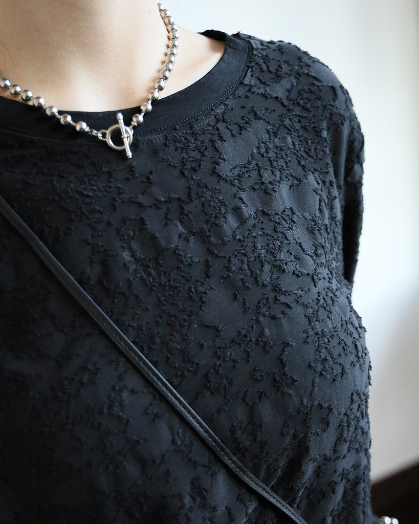 Texture Fabric Mesh Cuff Top