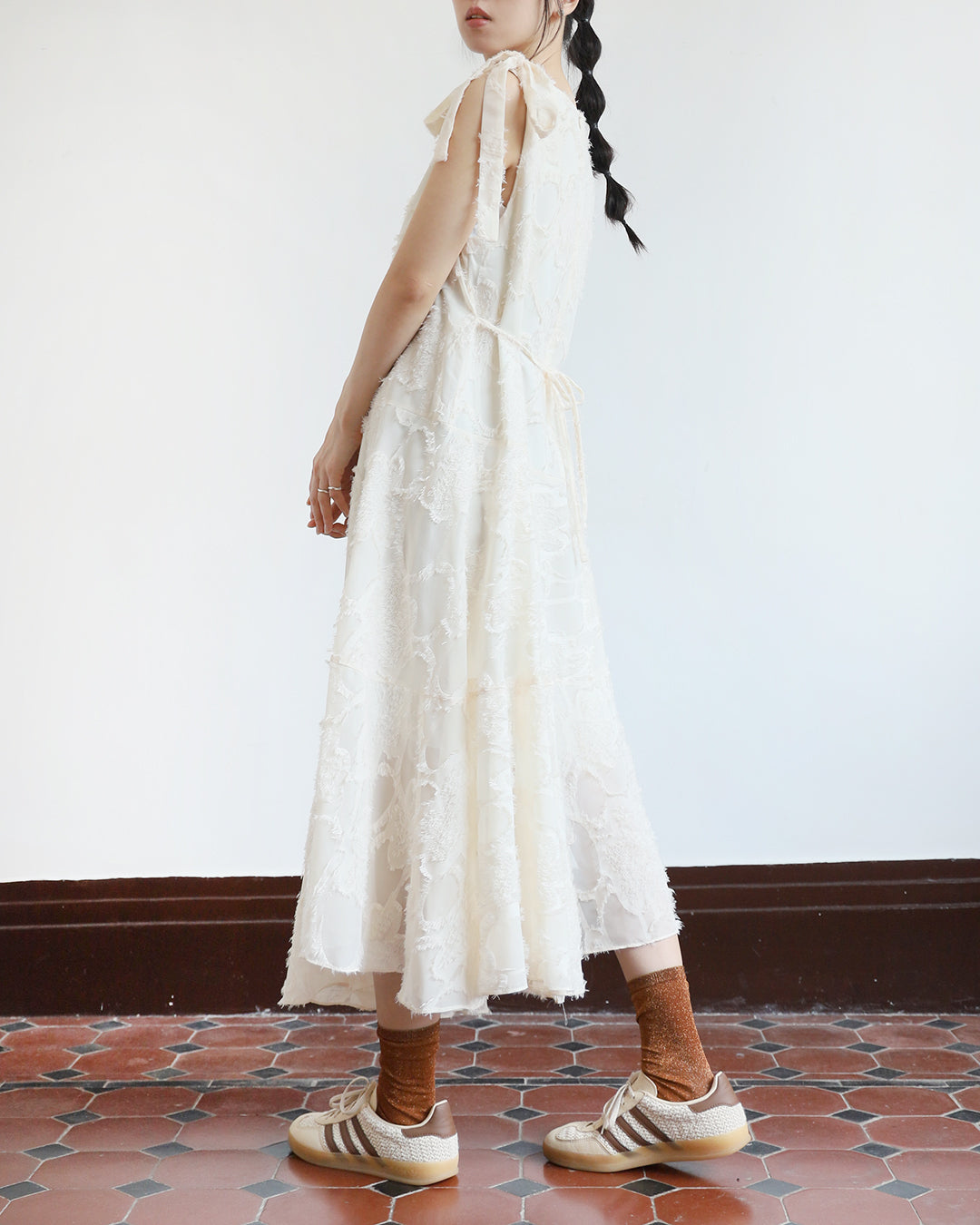 Texture Fabric Dress w/ Belt