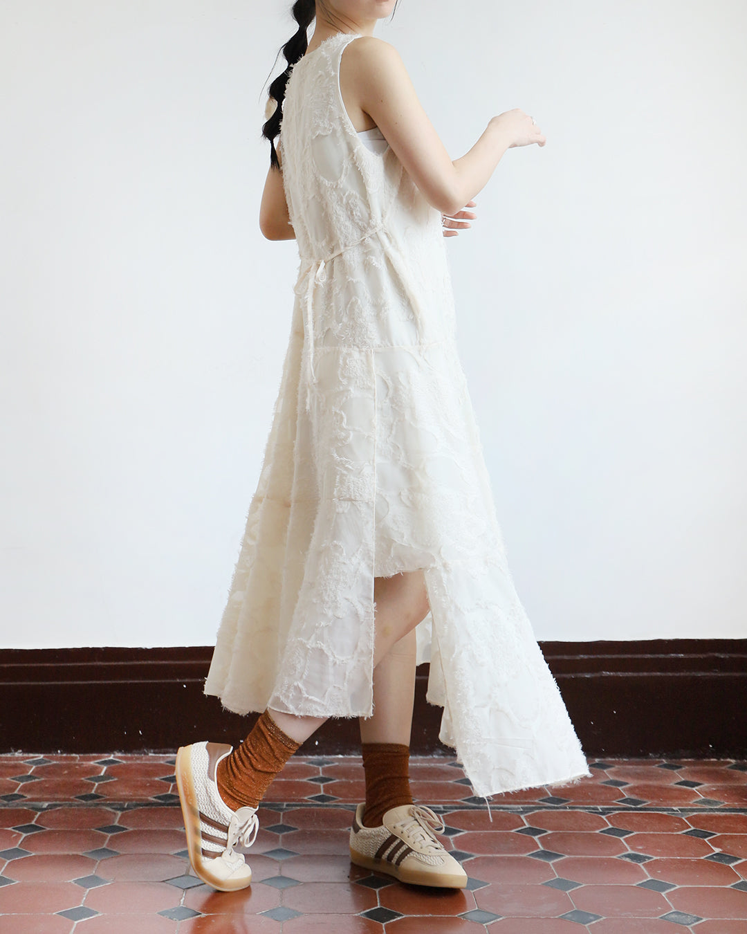 Texture Fabric Dress w/ Belt