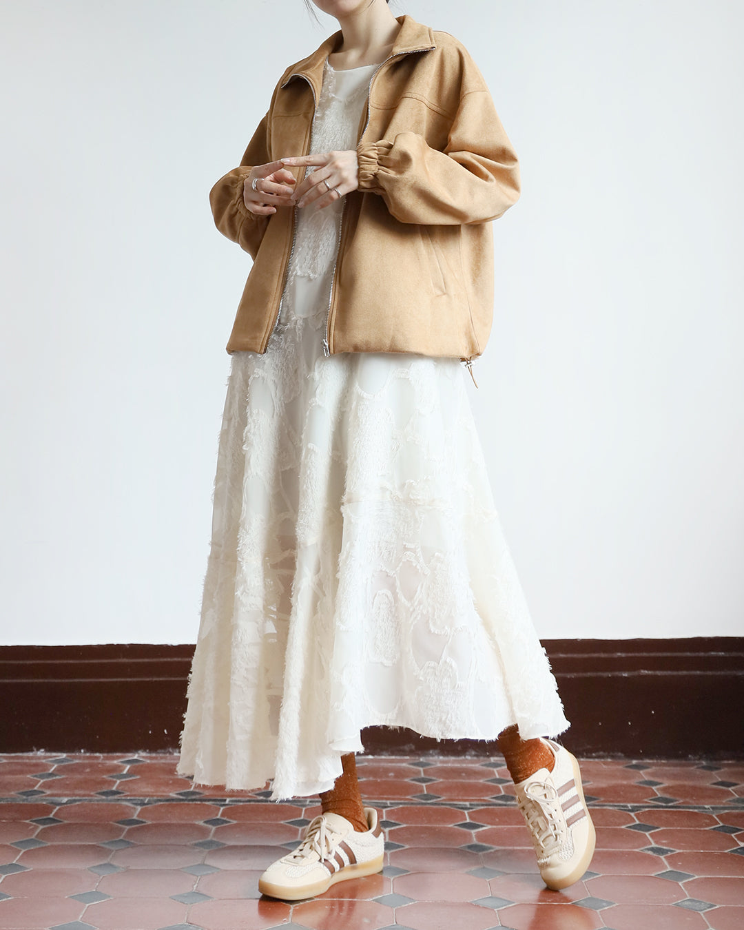 Texture Fabric Dress w/ Belt