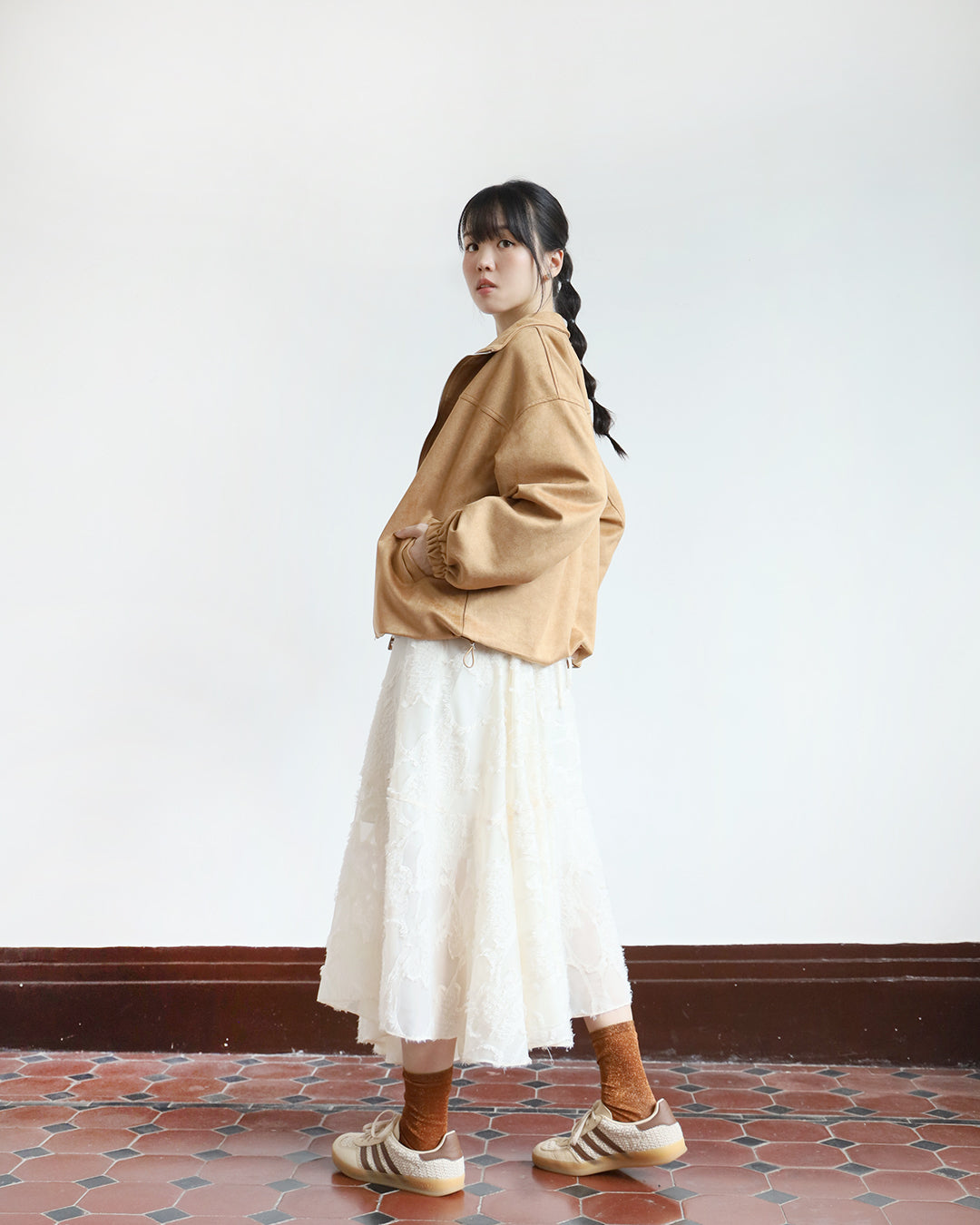 Texture Fabric Dress w/ Belt