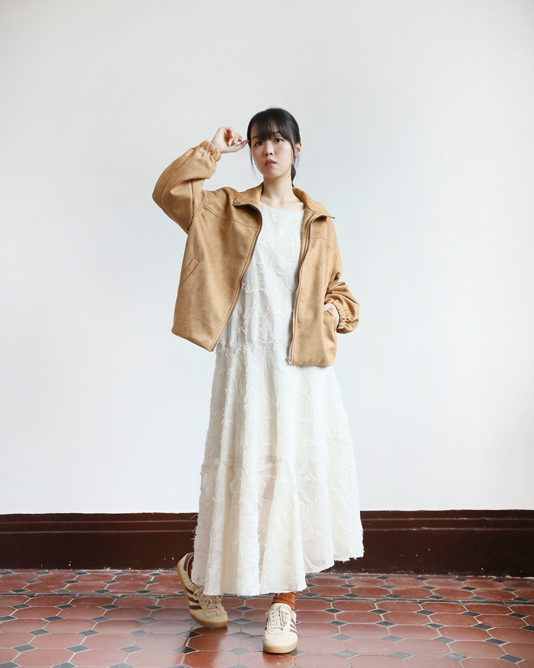 Texture Fabric Dress w/ Belt