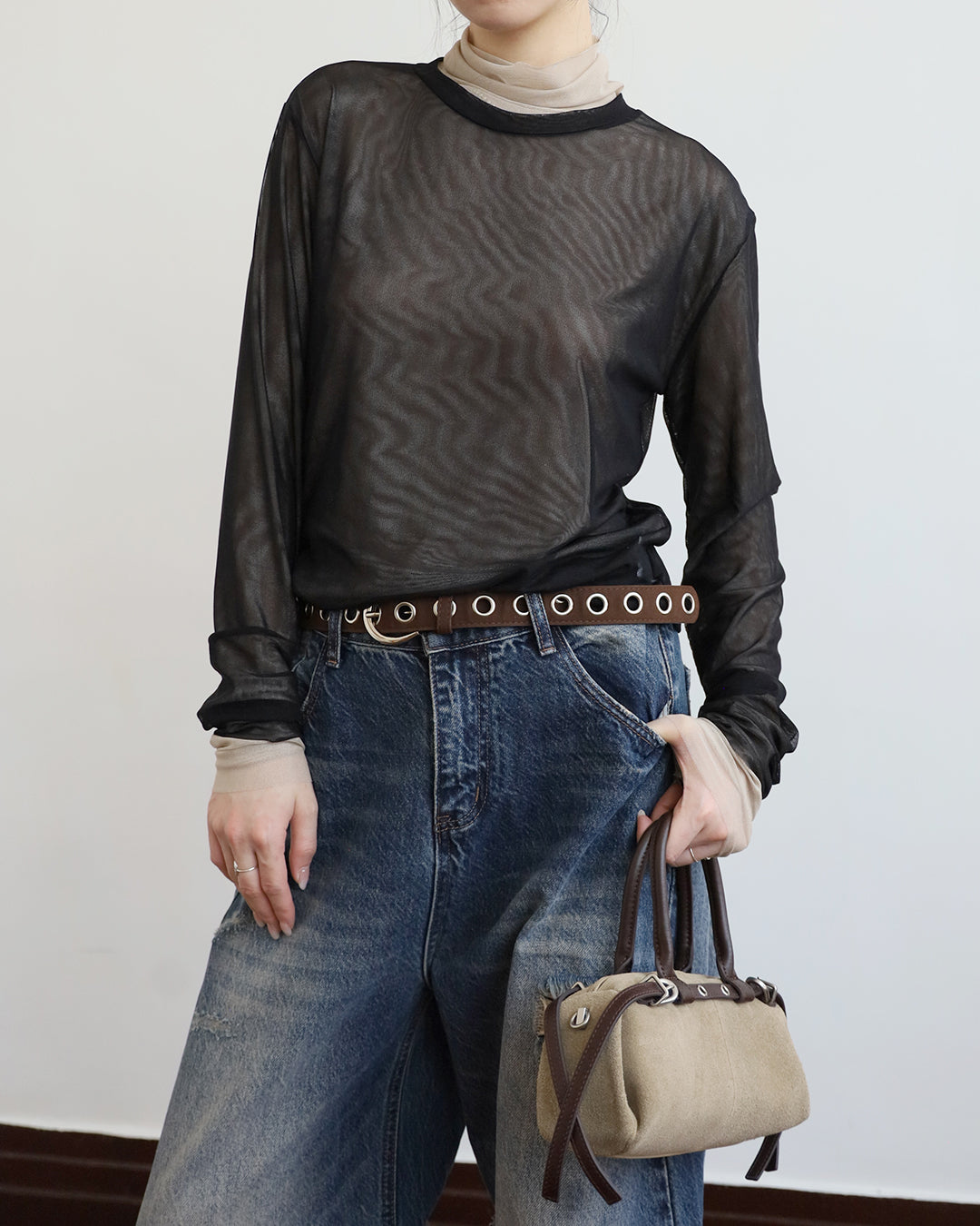 Contrast Mesh Top Set (2 Colors)