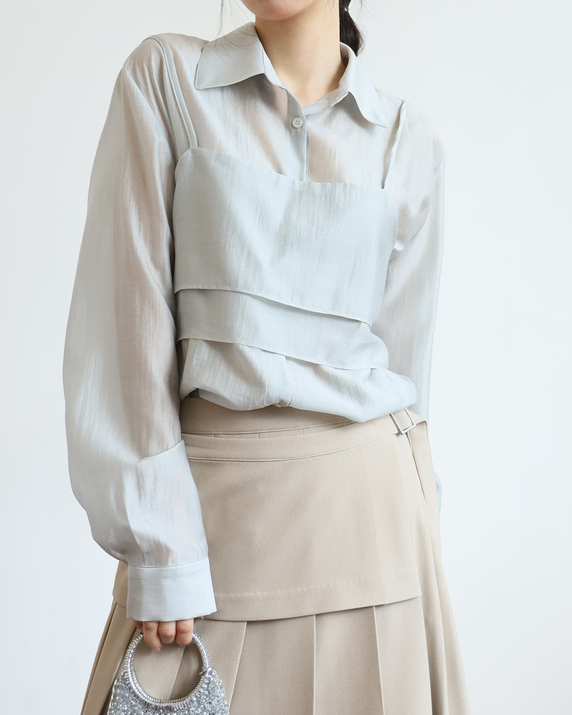 Silky Shirt + Cami Top (Set)