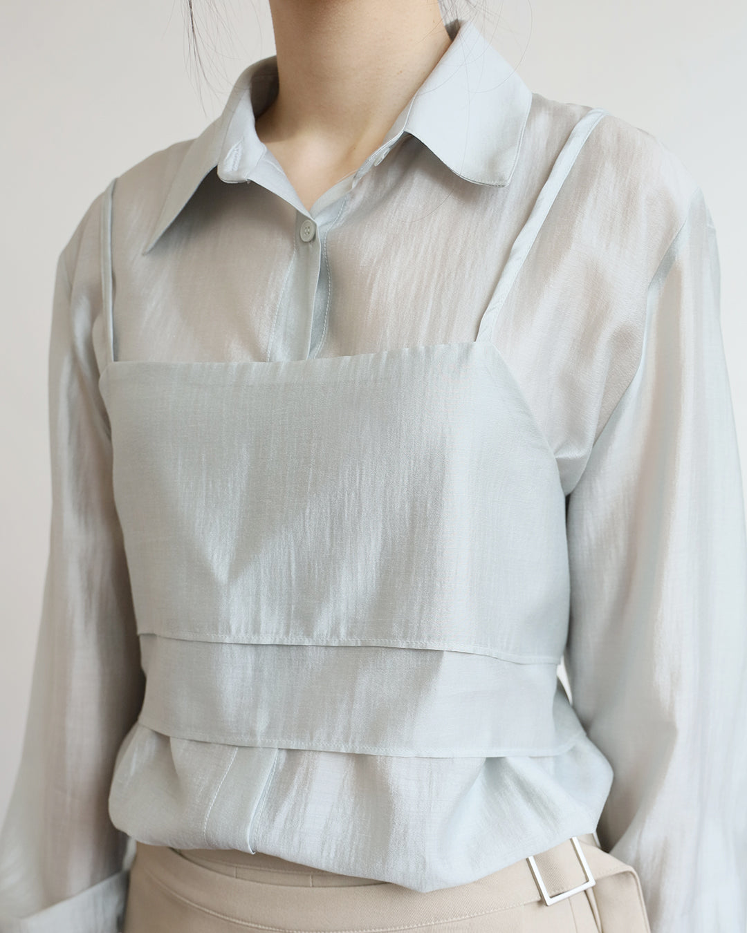 Silky Shirt + Cami Top (Set)
