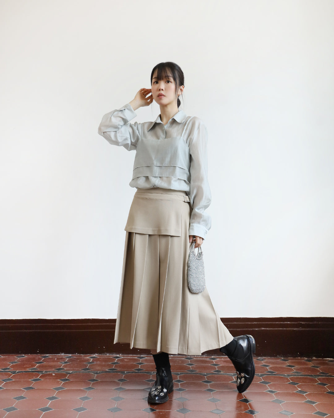 Silky Shirt + Cami Top (Set)