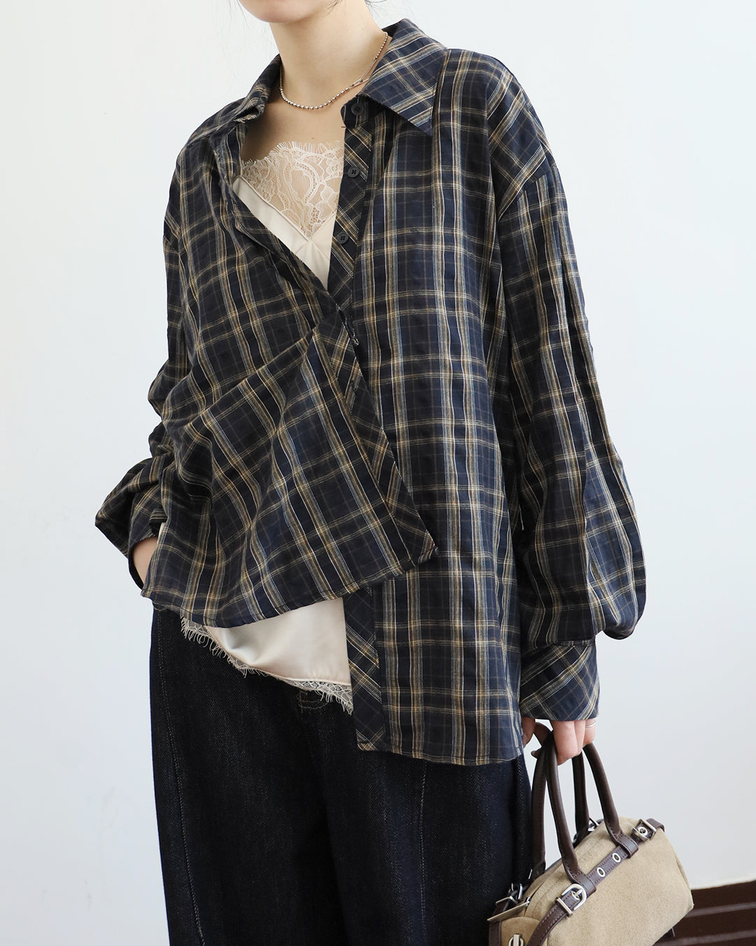 Checker Shirt + Cami Vest (Set) (2 Colors)