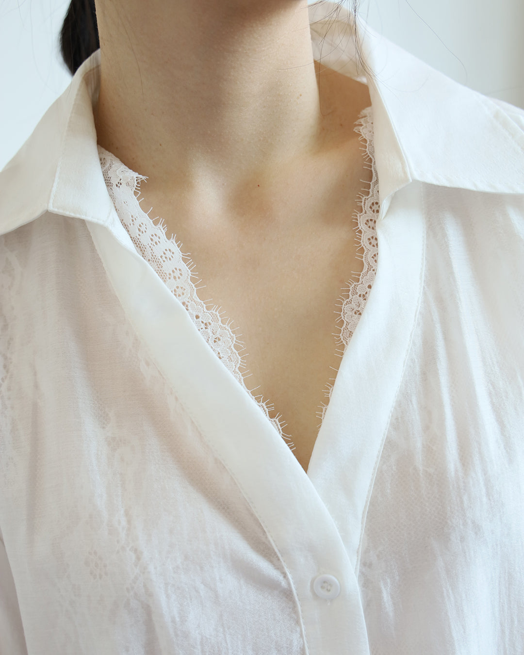 Lace Layer Silky Shirt