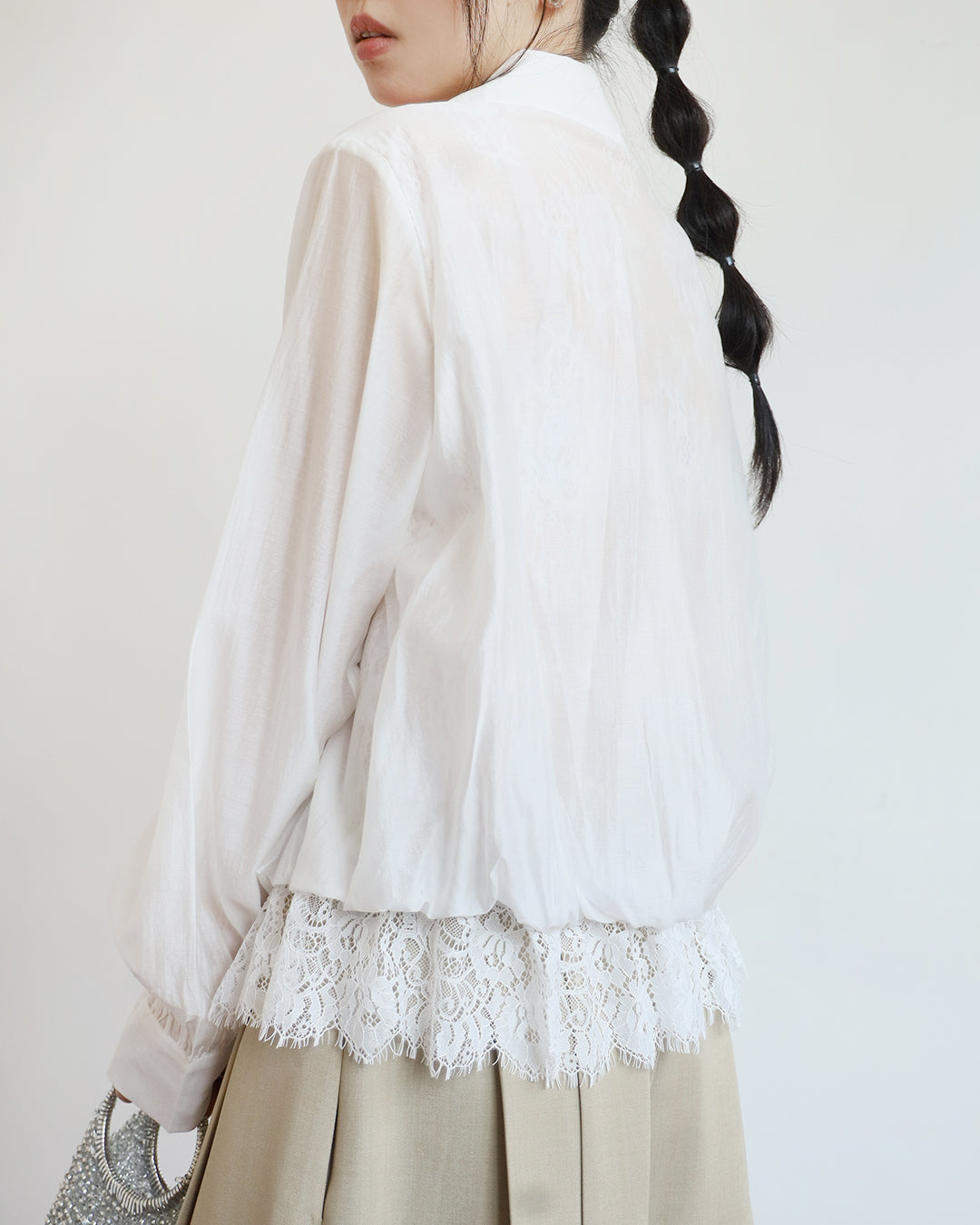 Lace Layer Silky Shirt
