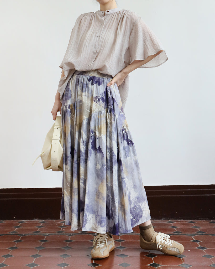 Lilac Stroke Pattern Skirt