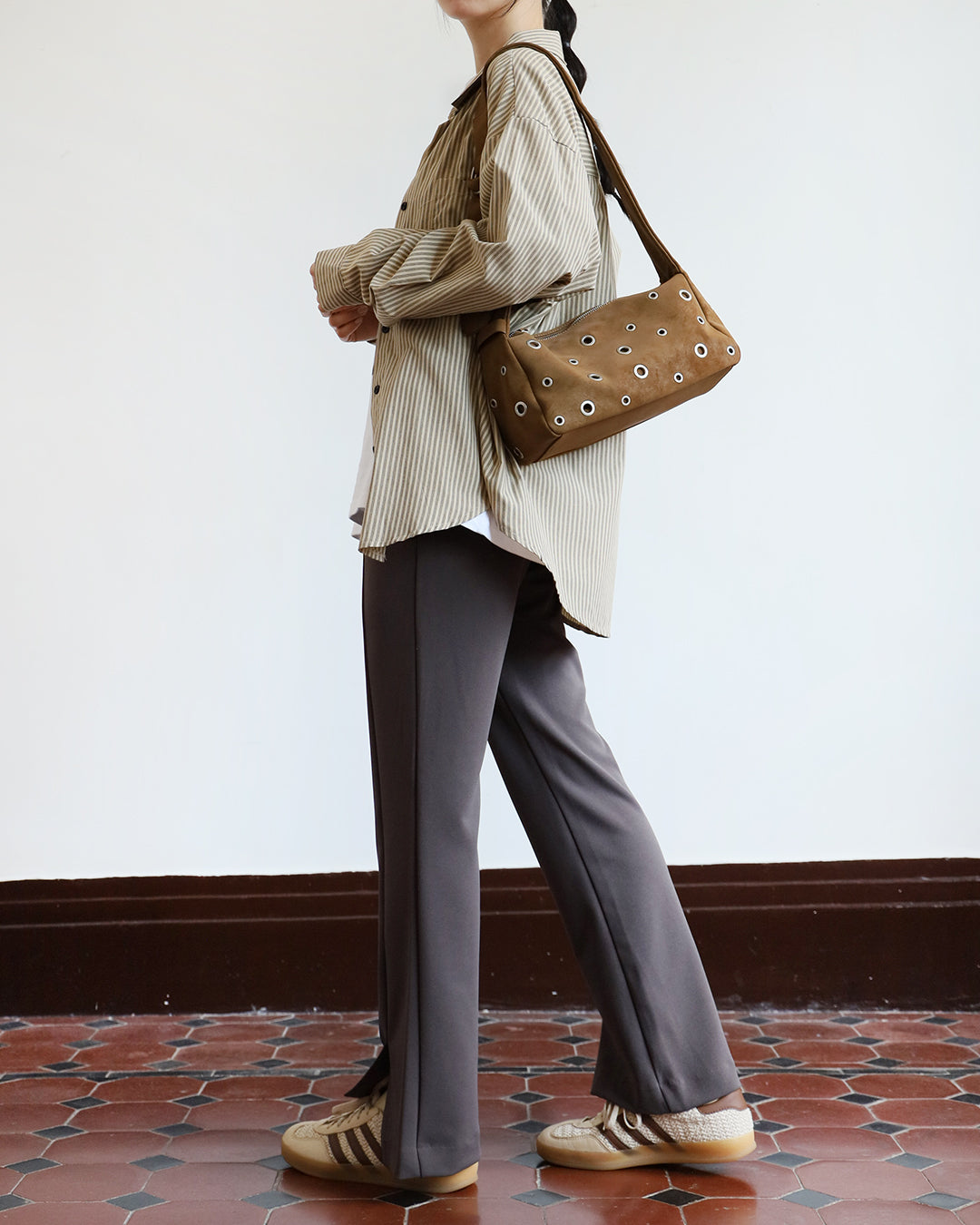 Faux Suede Eyelet Bag (3 color)