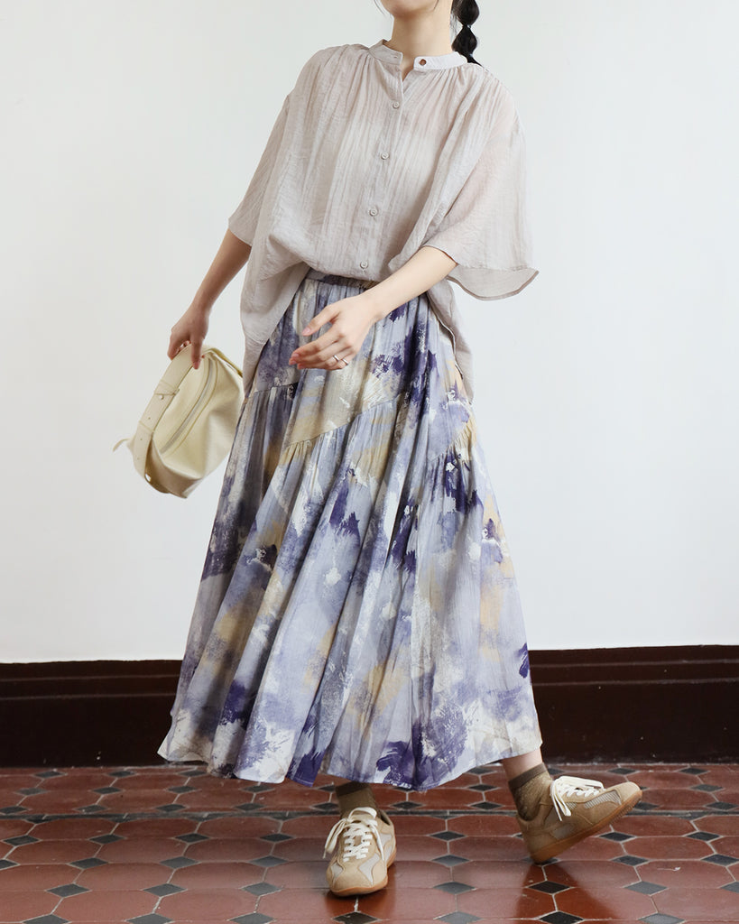 Lilac Stroke Pattern Skirt