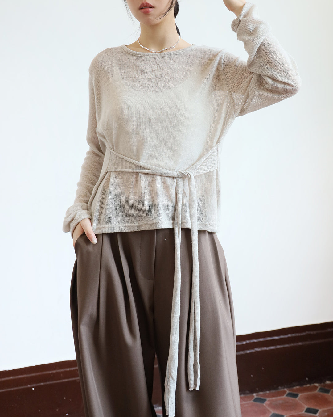 Tie Waist Knit Top (3 color)