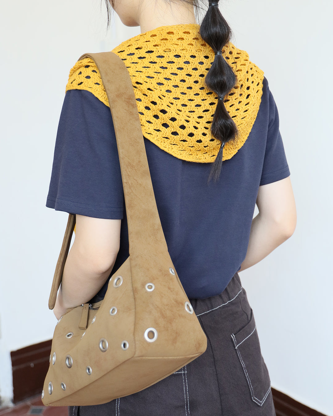 Faux Suede Eyelet Bag (3 color)