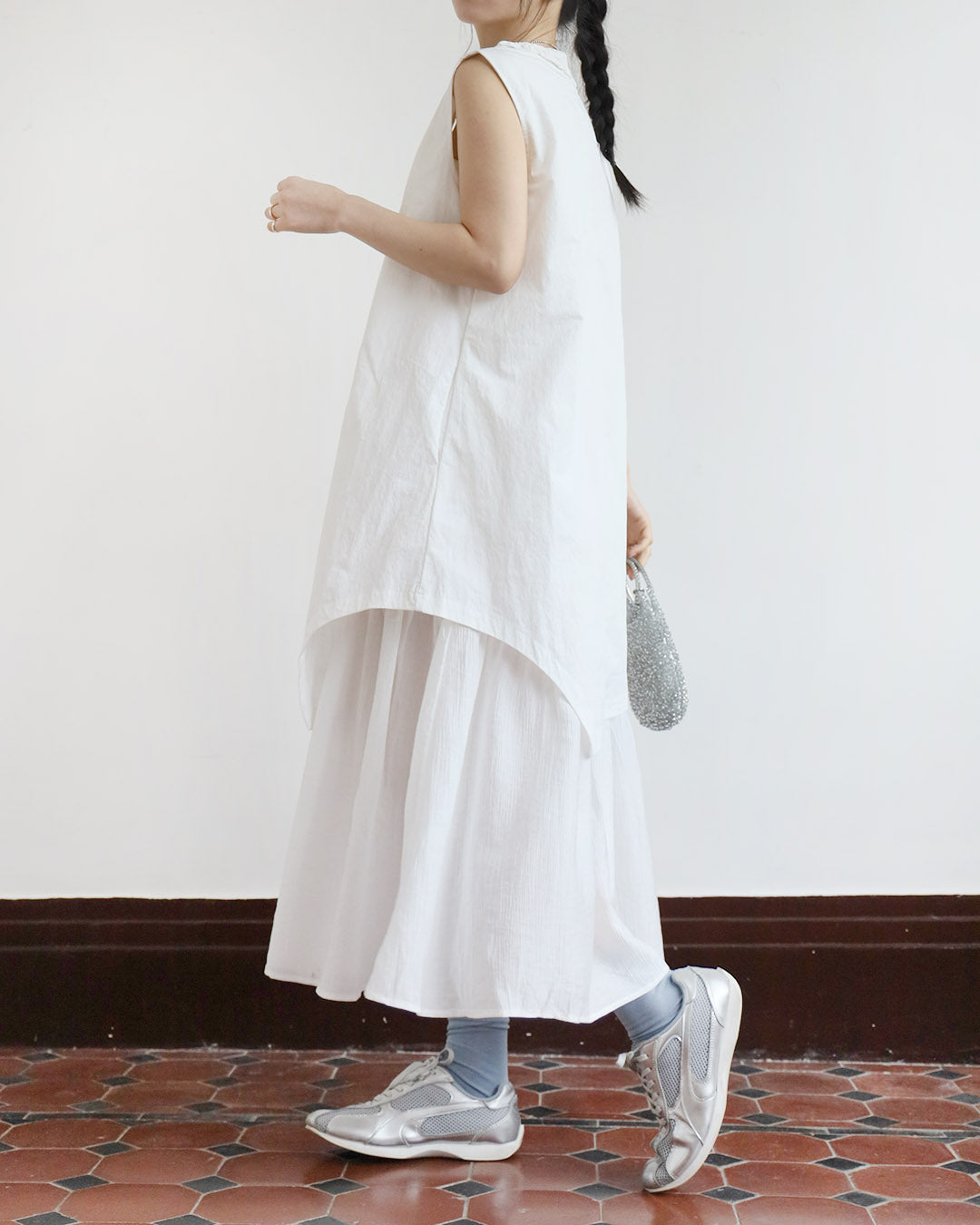 V-Neck Drawstring Layered Dress (2 Colors)