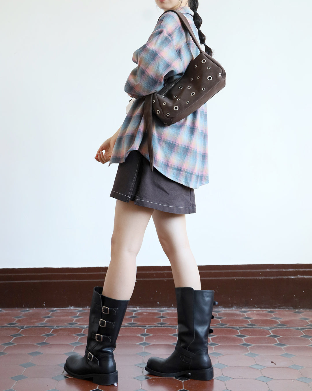 Faux Suede Eyelet Bag (3 color)