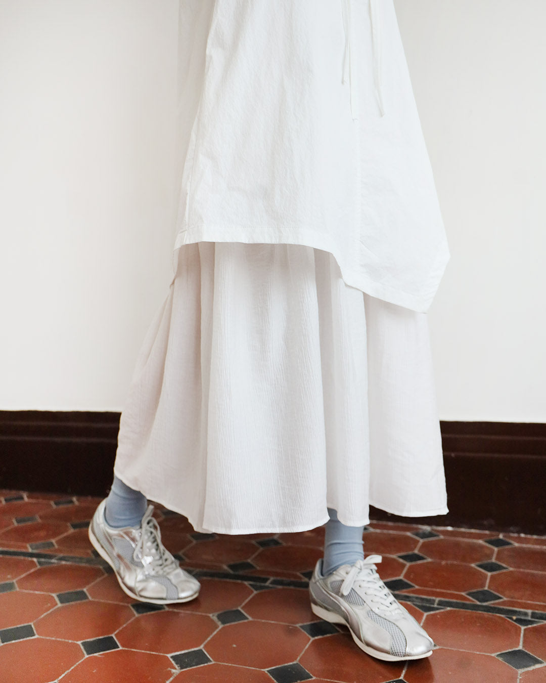 V-Neck Drawstring Layered Dress (2 Colors)