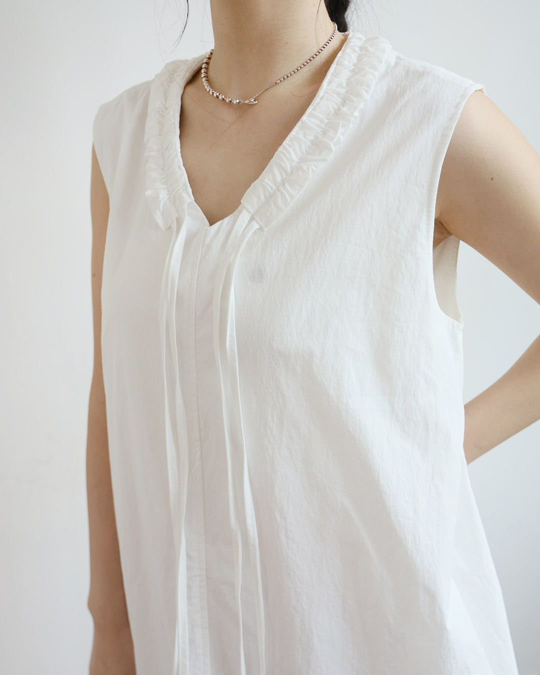 V-Neck Drawstring Layered Dress (2 Colors)