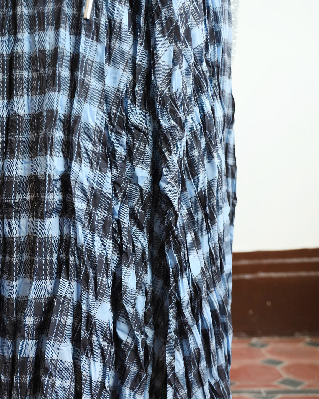 Neon Checker Pleated Skirt