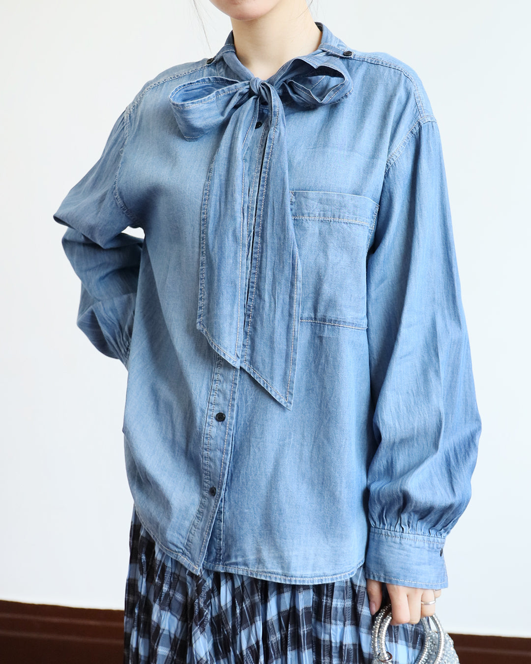 Japan Brand - Tie Collar Denim Shirt