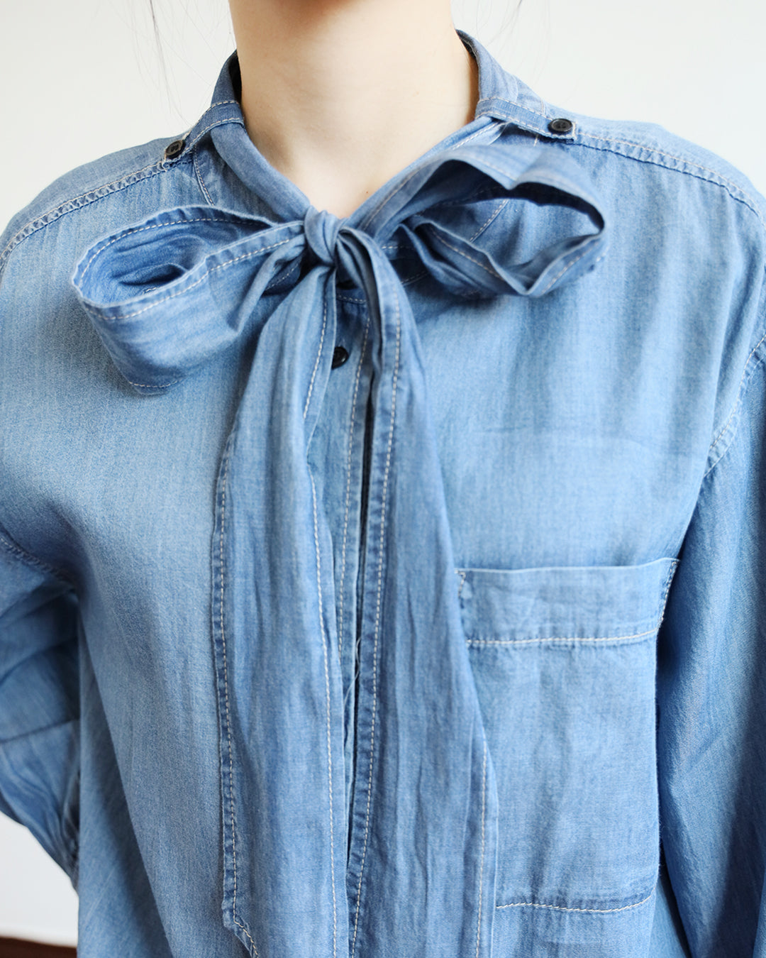 Japan Brand - Tie Collar Denim Shirt