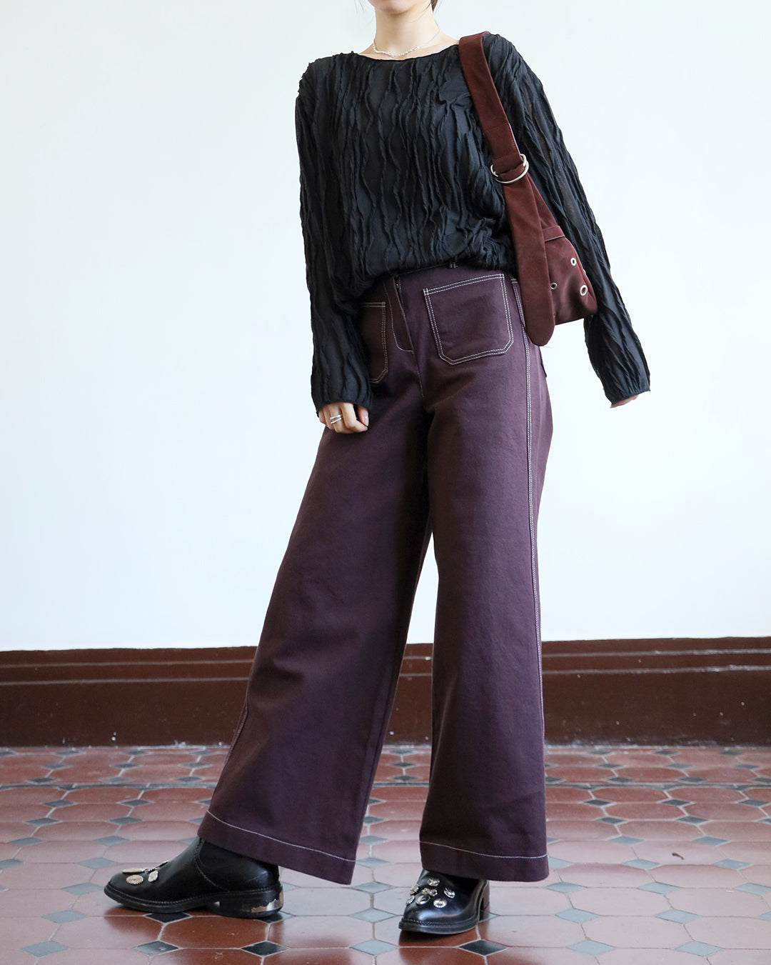 Wavy Texture Fabric Top (2 color)