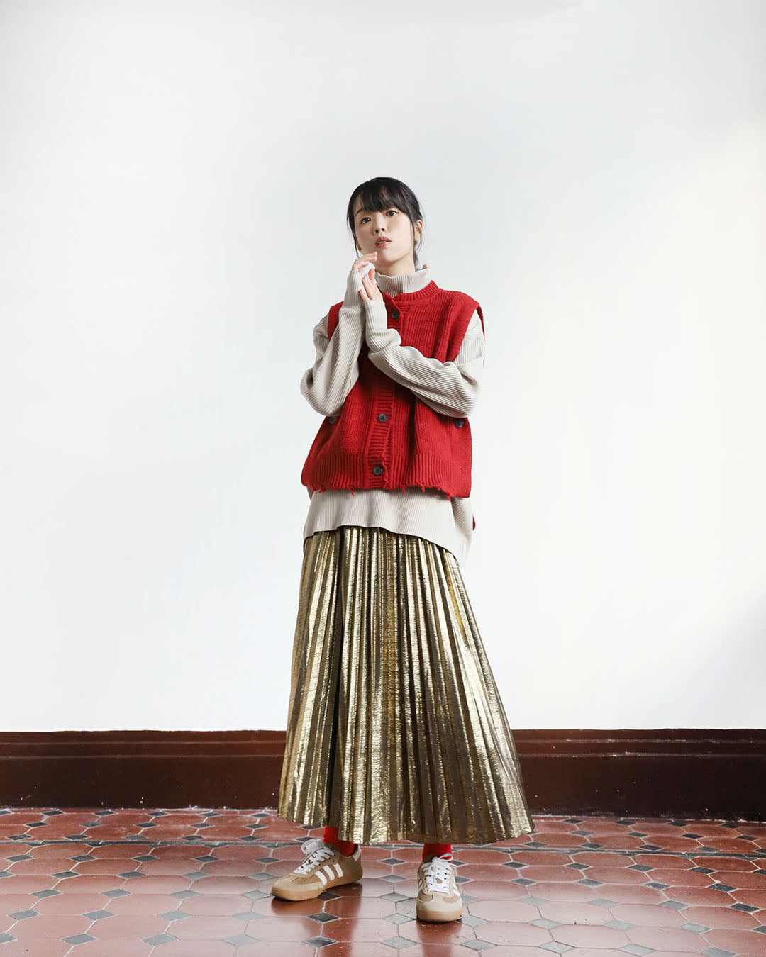 Metallic Pleated Skirt (3 color)