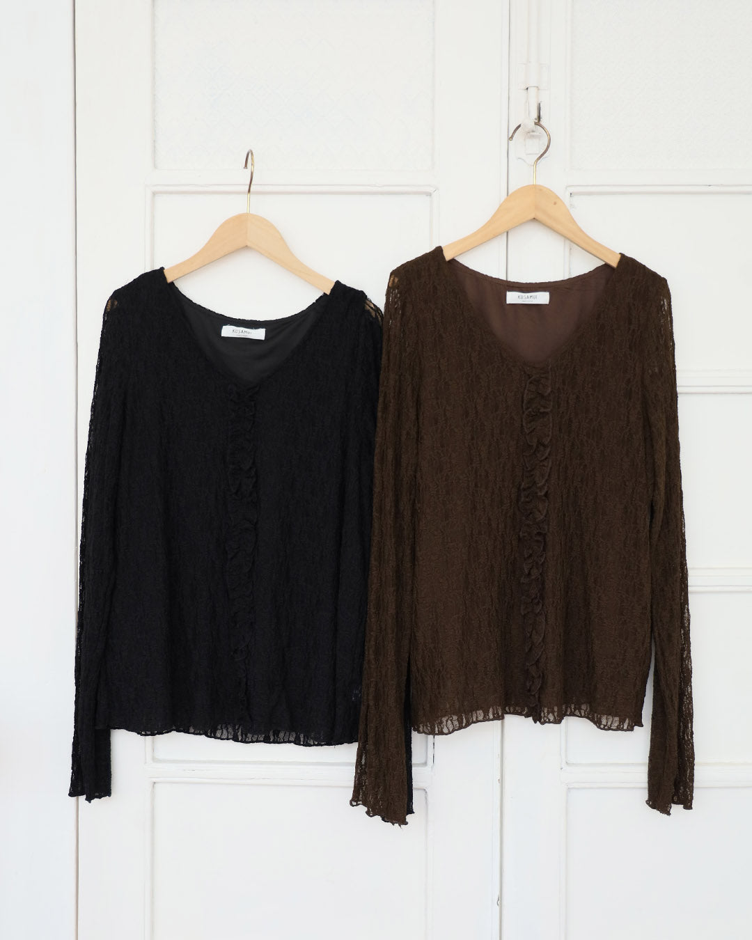 Ruffle Trim Lace Top w/ lining (3 Colors)