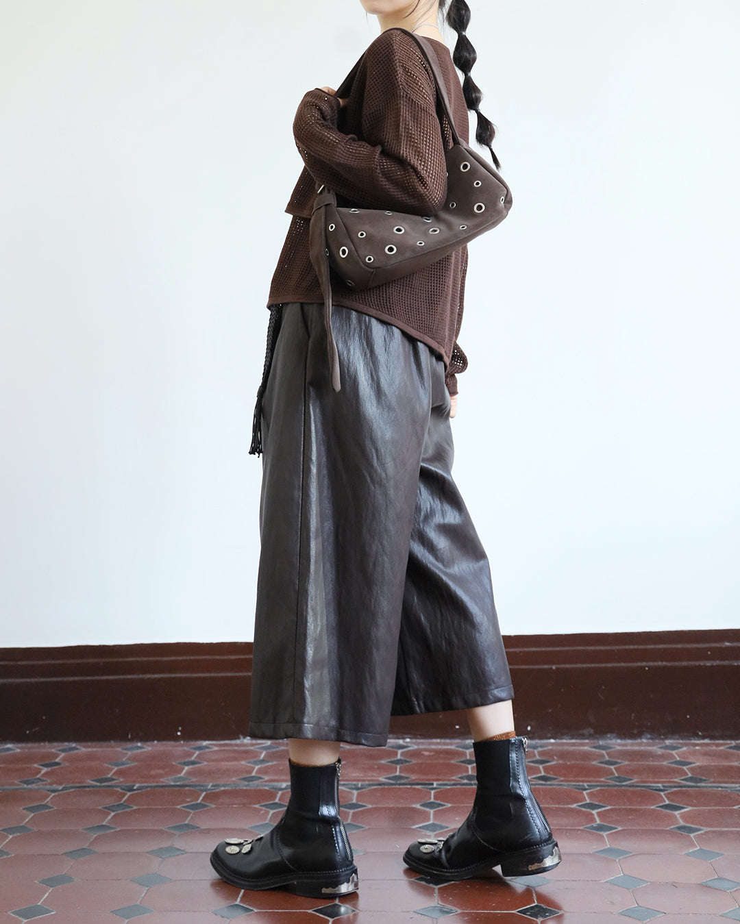 Faux Leather Crop Pants (2 Color)