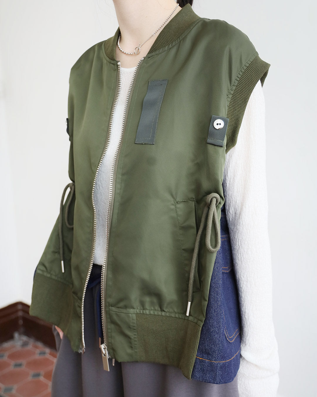 Mix Fabric Swing Vest (2 Colors)