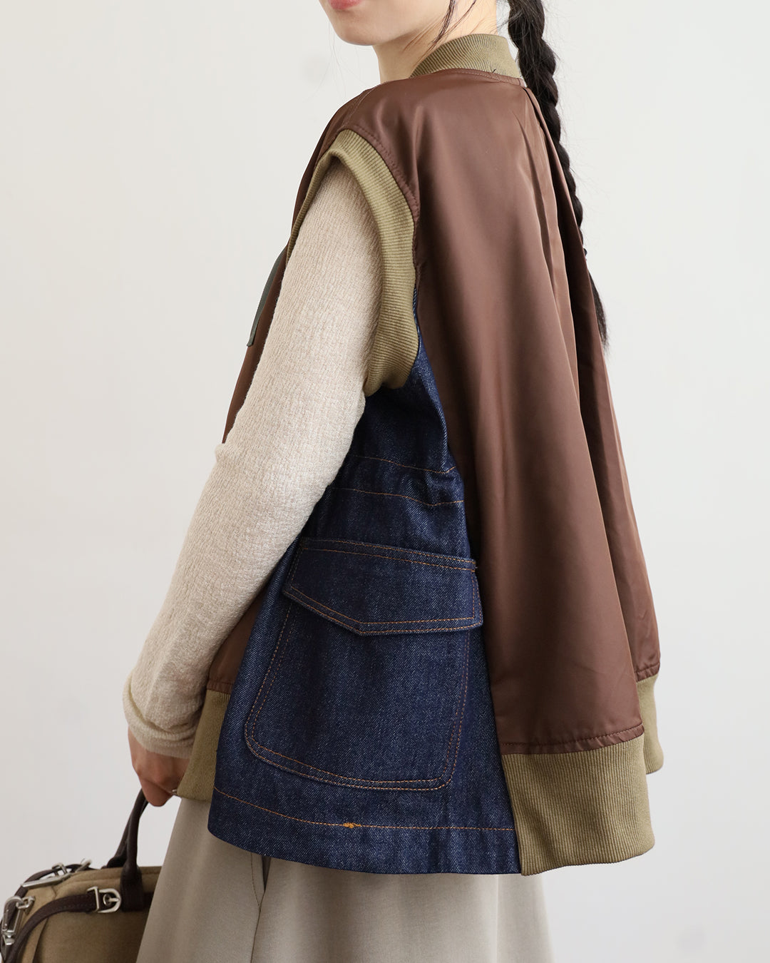 Mix Fabric Swing Vest (2 Colors)
