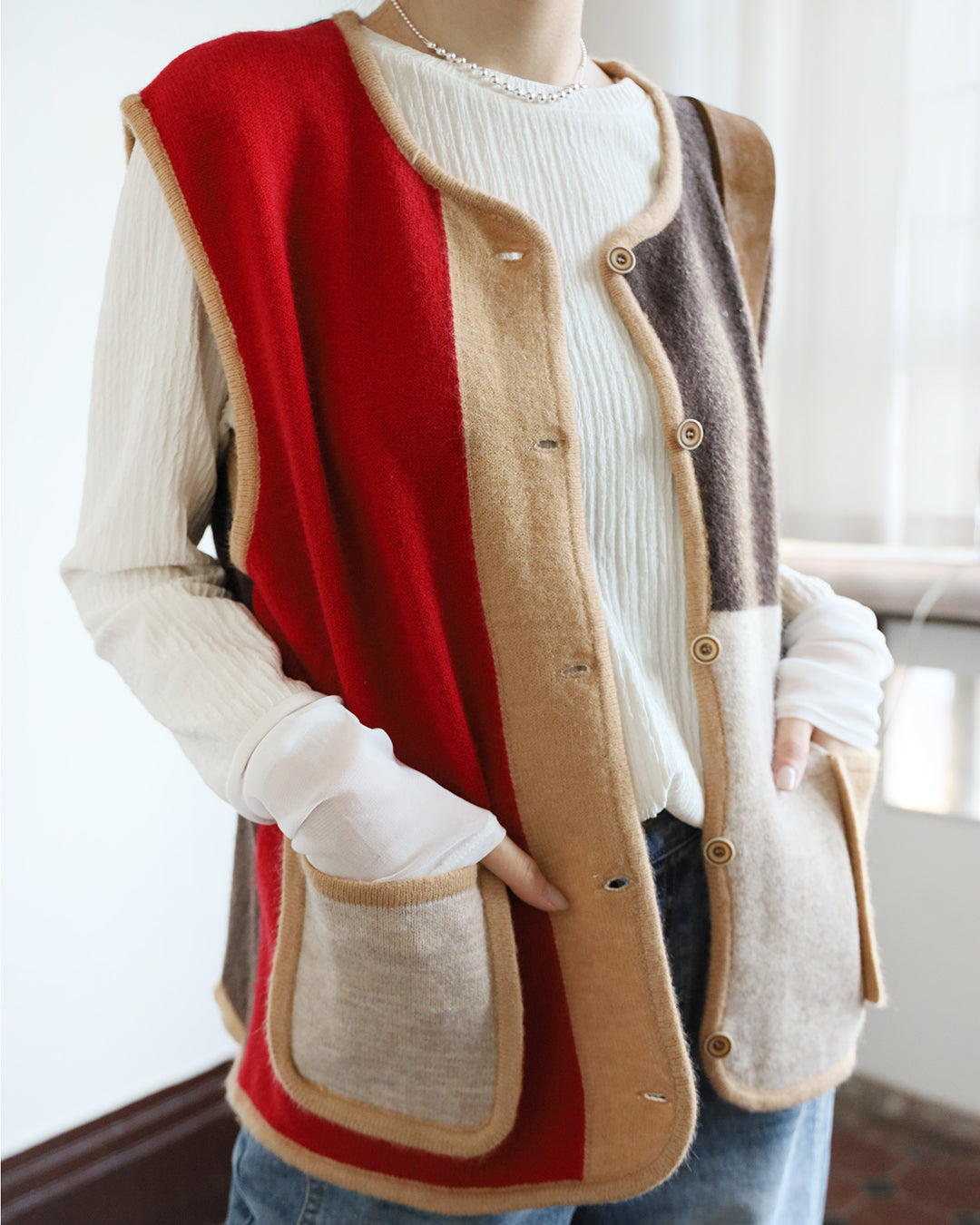 Color Block Knit Vest