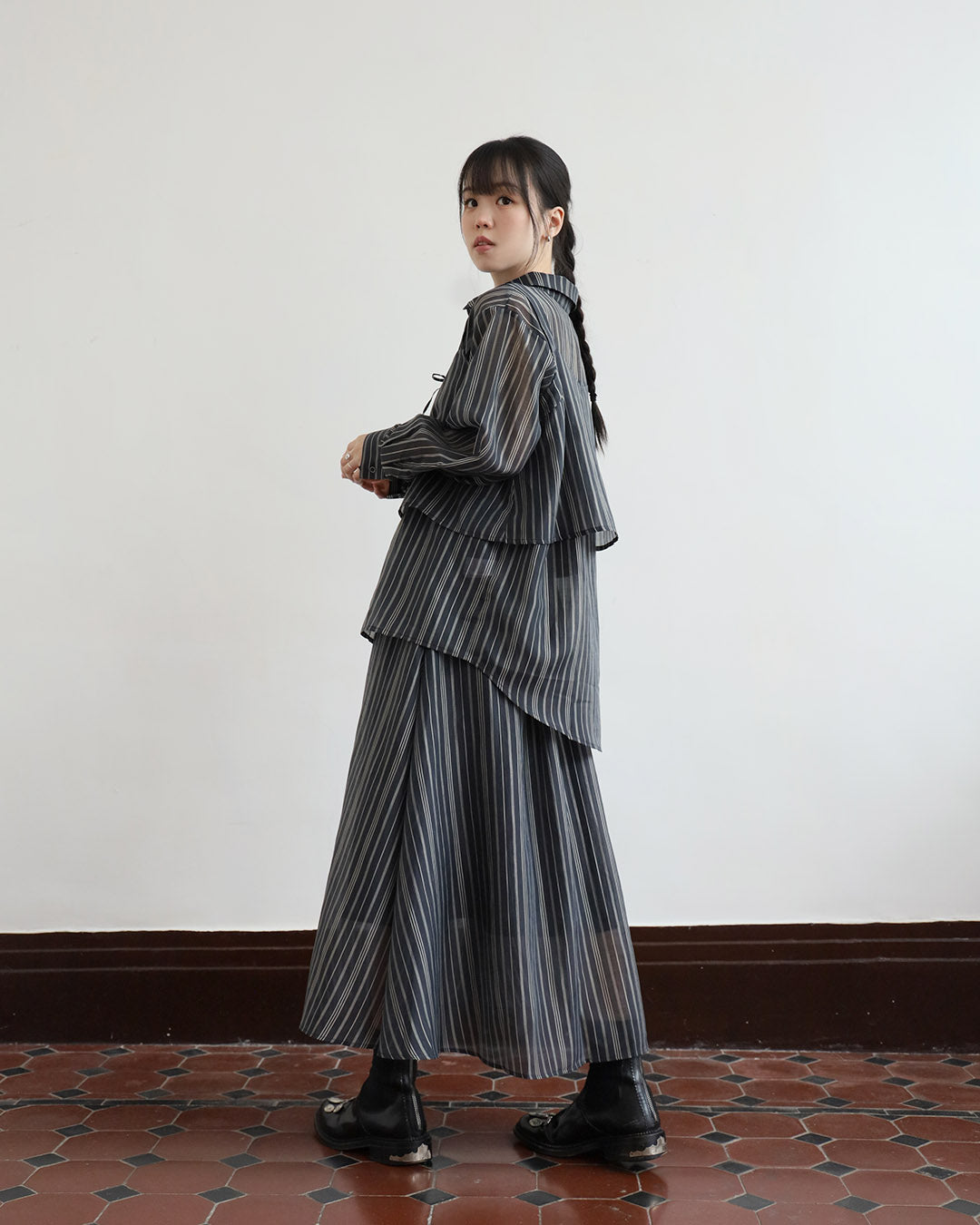 Silky Pinstripe Cami Vest (2 Colors)