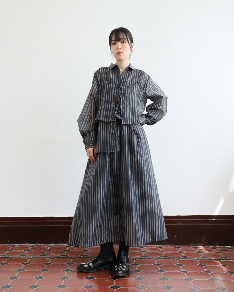 Silky Pinstripe Skirt (2 Colors)