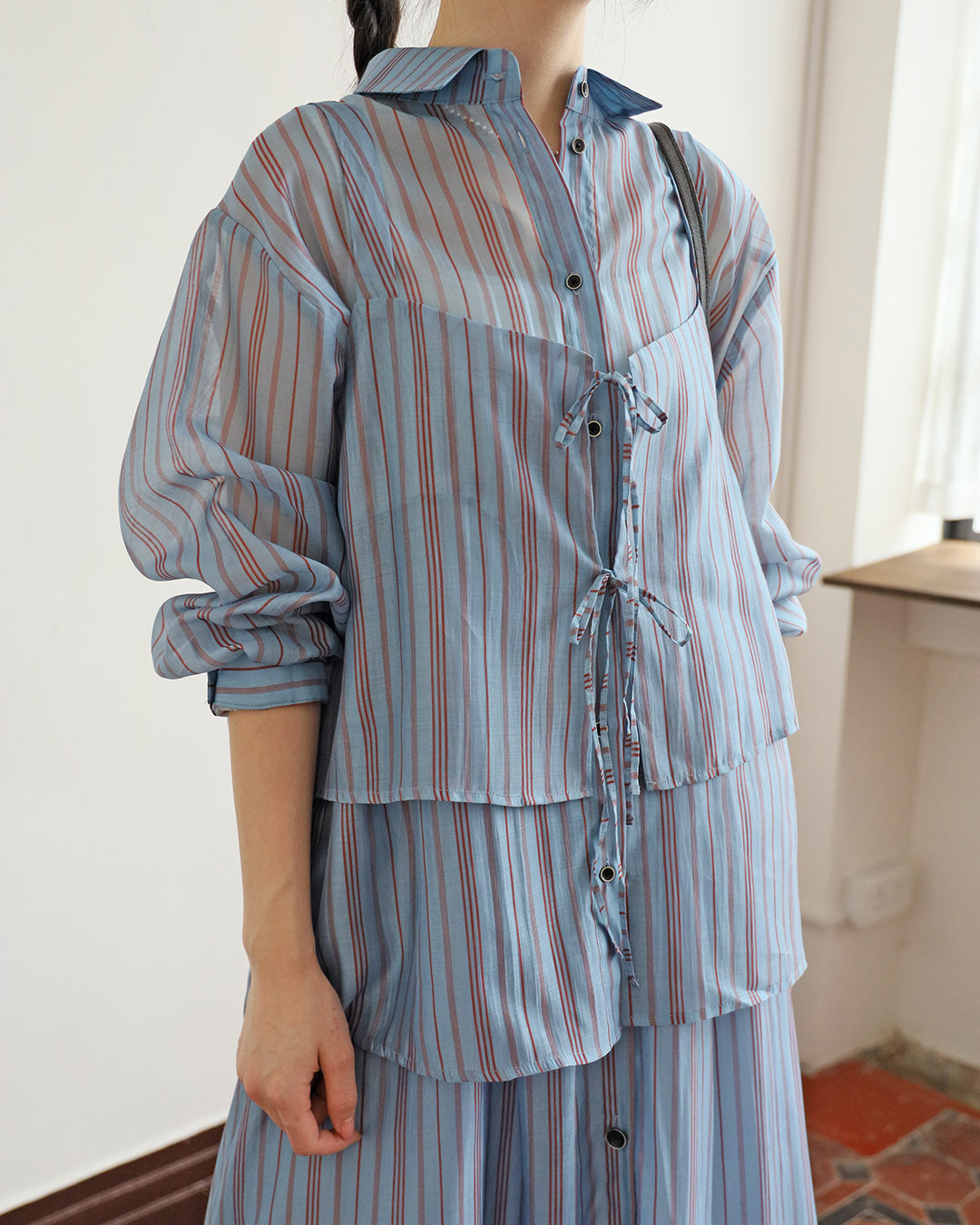 Silky Pinstripe Cami Vest (2 Colors)