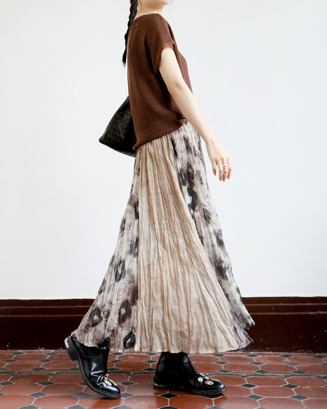 Mix Pattern Crinkle Skirt