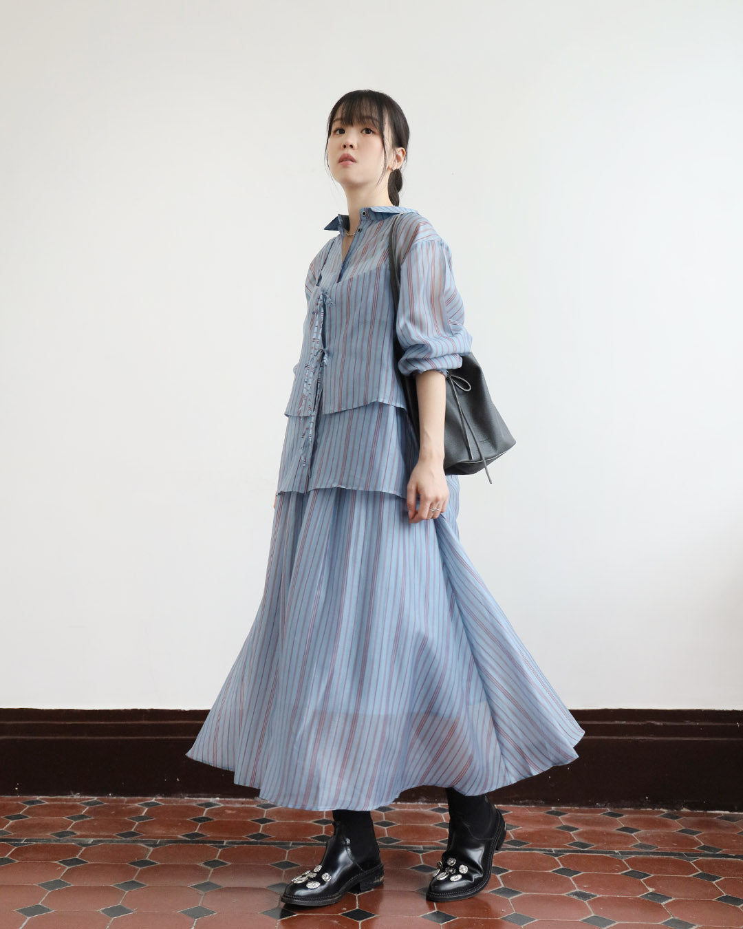 Silky Pinstripe Shirt (2 Colors)
