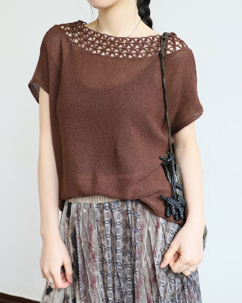 Crochet Collar Knit Top (3 Colors)