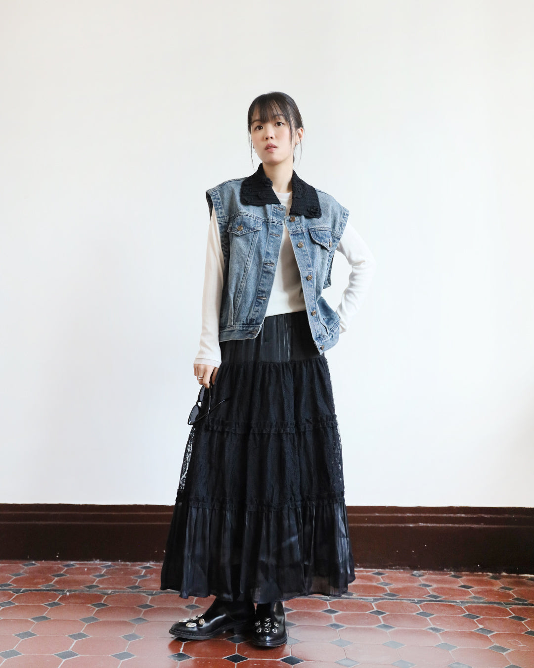 Embroidery Tiered Skirt