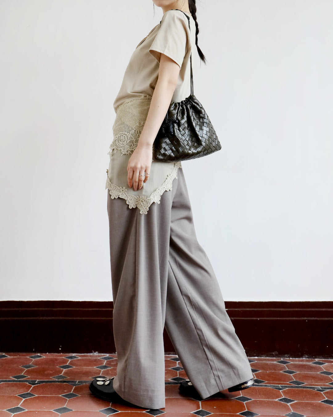 Basic Tee w/ Embroidery Scarf (3 Colors)