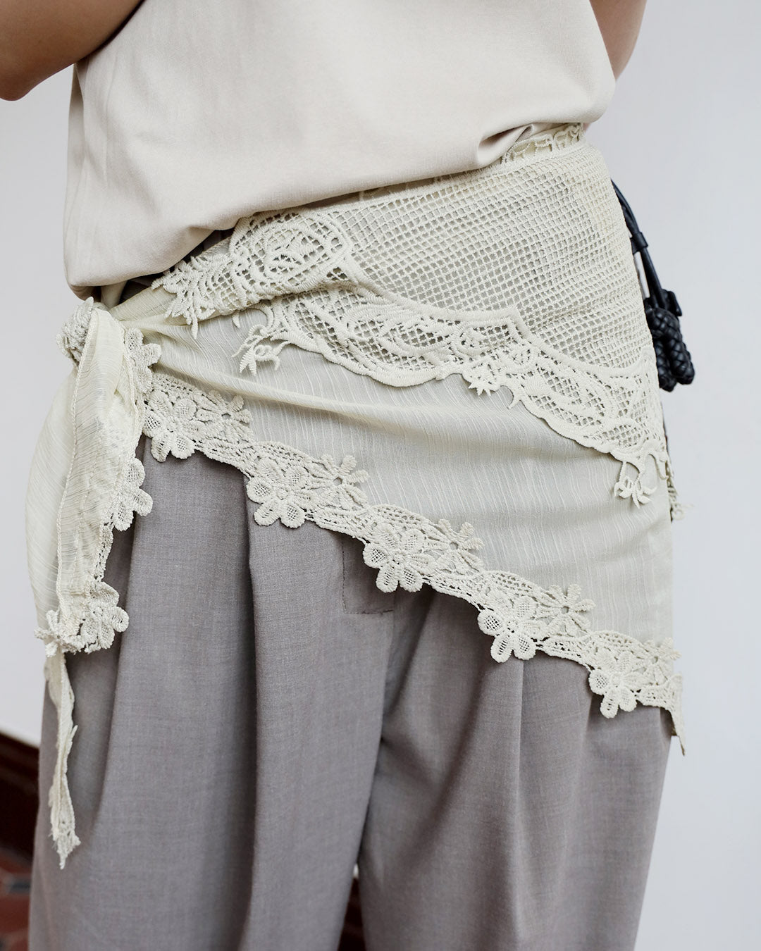 Basic Tee w/ Embroidery Scarf (3 Colors)